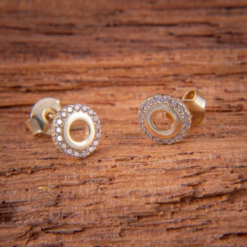 Złote Kolczyki Sztyfty Koło Cyrkonie na Arena.pl