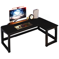 BIURKO NAROŻNE GAMINGOWE KOMPUTEROWE DUŻE NOWOCZESNE CZARNE LOFT 140 CM