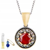 NASZYJNIK MIŁOŚCI Z PIĘKNYM CZERWONYM RUBINEM