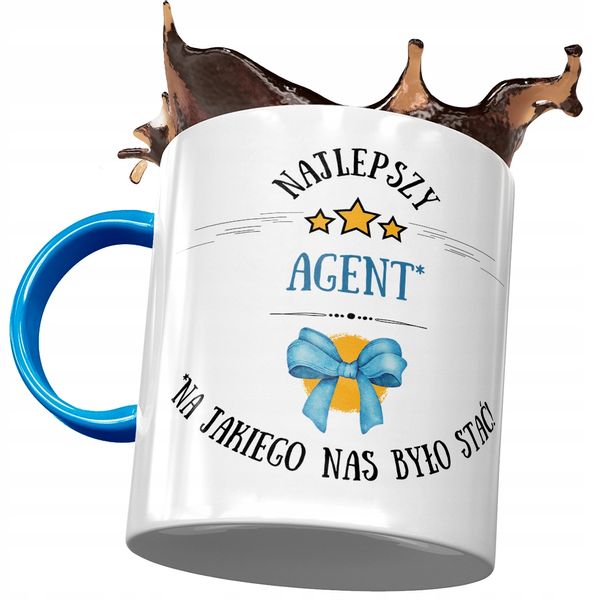 Kubek Błękitny Dla Agenta Najlepszy Agenta Z Nadrukiem Ze Zdjęciem zdjęcie 1