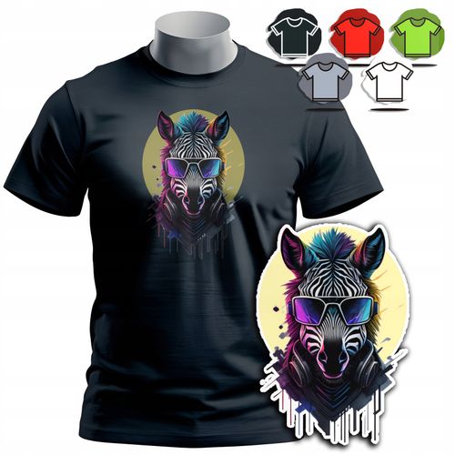 KOSZULKA T-SHIRT MĘSKI WZORY DO WYBORU - ZEBRA SAFARI ZWIERZE KOŃ HORSE - M na Arena.pl