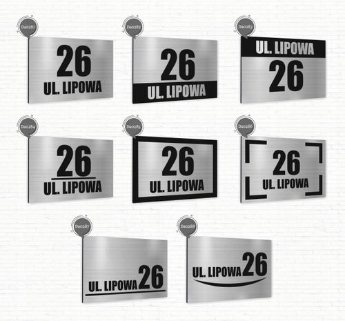 Tabliczka Tablica ADRESOWA srebrna DIBOND 30x20 numer domu ul. duży wybór na Arena.pl