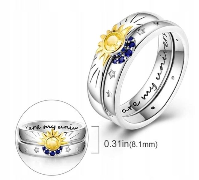 MD podwójny pierścionek słońce kamienie 16 | S925 zdjęcie 4