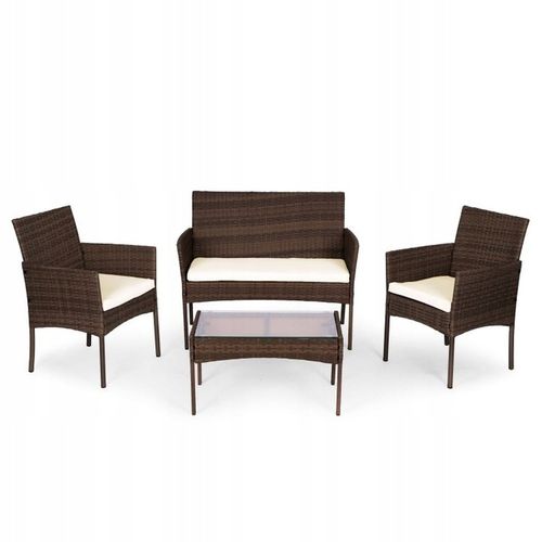 ZESTAW MEBLI OGRODOWYCH Z TECHNORATTANU ŁAWKA STÓŁ KRZESŁA BRĄZ MultiGarden na Arena.pl