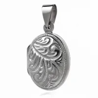 SREBRNY OTWIERANY OWALNY SEKRETNIK PUZDERKO WZOREK