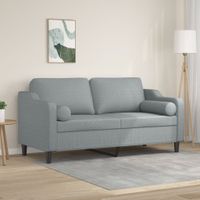 2-osobowa sofa z poduszkami, jasnoszara, 140 cm, tkanina