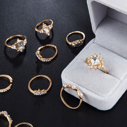 Złoty ZESTAW PIERŚCIONKÓW RETRO PUNK BOHO 10 na Arena.pl