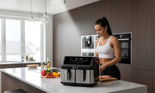 FRYTKOWNICA BEZTŁUSZCZOWA DWUKOMOROWA AIR FRYER 10L FRYTOWNICA na Arena.pl