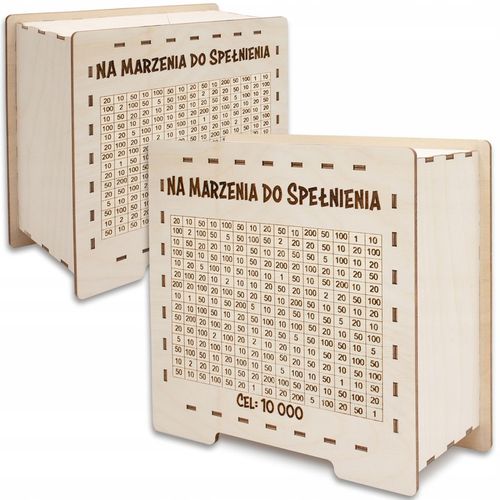 DREWNIANA SKARBONKA WYKREŚLANA PREZENT DOWOLNY NAPIS OSZCZĘDZANIE PIENIĘDZY na Arena.pl