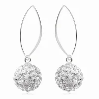 WISZĄCE SREBRNE KOLCZYKI BIAŁE KULKI KULECZKI 8MM KRYSZTAŁKI CRYSTAL BEADS