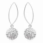 WISZĄCE SREBRNE KOLCZYKI BIAŁE KULKI KULECZKI 8MM KRYSZTAŁKI CRYSTAL BEADS