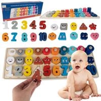 Układanka Drewniana Montessori Nauka Liczenia 4w1