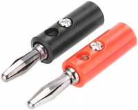 2x wtyk bananowy 4mm czerwony + czarny wtyki bananowe głośnikowe para stere