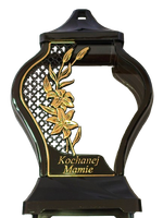 Znicz nagrobny Kochanej Mamie  ażur czarny złota lilia