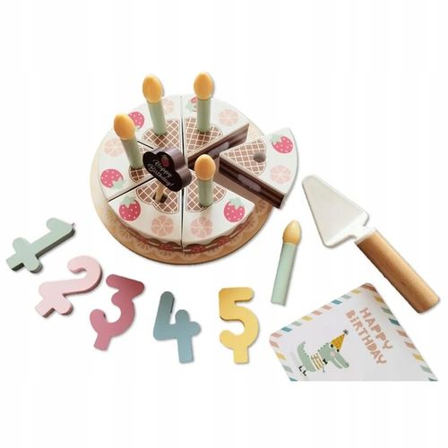 TORT URODZINOWY DREWNIANY ZE ŚWIECZKAMI TOOKY TOY na Arena.pl