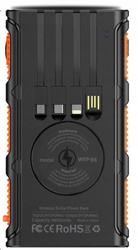 POWERBANK ŁADOWARKA SOLARNY INDUKCJA 36000mAh 8xUSB LATARKA 2x LED USB-C PD na Arena.pl