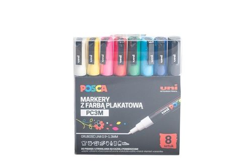 Markery PC-3M Posca Uni 8 kolorów na Arena.pl