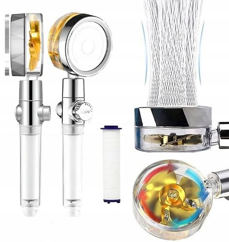 OSZCZĘDNA TURBO SŁUCHAWKA PRYSZNICOWA Z TURBINĄ WENTYLATOREM +WĄŻ+4xFILTR na Arena.pl