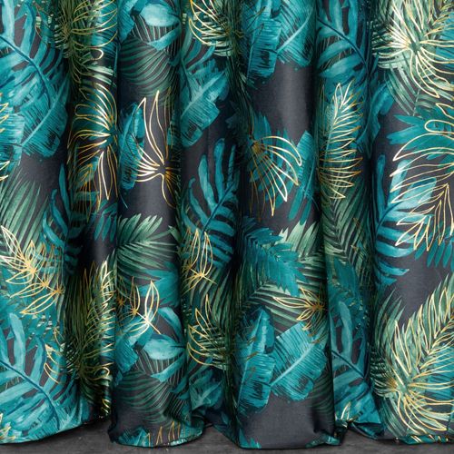 Zasłona gotowa na taśmie DAVOS 140x270 czarno zielona liście monstery na Arena.pl