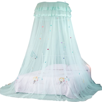 Moskitiera Baldachim na Łóżko dla Dzieci Okrągła Niebieska 66x272 cm Siatka