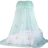 Moskitiera Baldachim na Łóżko dla Dzieci Okrągła Niebieska 66x272 cm Siatka