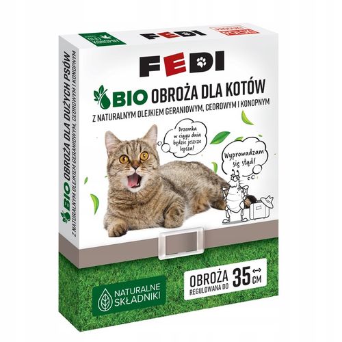 Fedi Bio Obroża Przeciw Pchłom i Kleszczom dla Kotów Regulowana do 35 cm x2 na Arena.pl