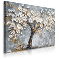 Obraz Na Płótnie Do Salonu Sypialni Białe Kwiaty Abstrakcja 70cm x 50cm
