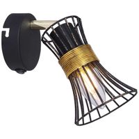 Rustykalna LAMPA ścienna PURRA 54814-1 Globo kinkiet OPRAWA metalowa klatka druciana czarna złota