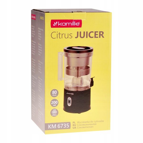 ELEKTRYCZNA WYCISKARKA DO CYTRUSÓW SOKÓW OWOCÓW BEZPRZEWODOWA USB KAMILLE zdjęcie 7