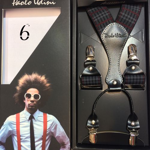 Bordowo Biała kratka - szelki do spodni Orginalne Top-Gal na Arena.pl