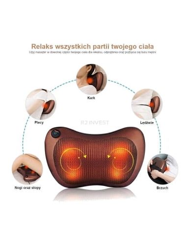 QIKtech Poduszka masująca masażer Shiatsu M02 (brązowa) na Arena.pl