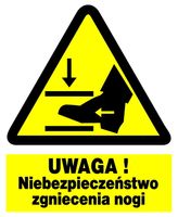 ZOO-60 ZNAK BHP  Niebezpieczeństwo zgniecenia nogi