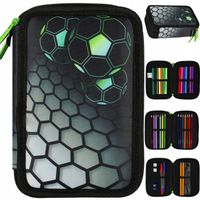 PIÓRNIK SZKOLNY TRZYKOMOROWY POTRÓJNY Z WYPOSAŻENIEM PIŁKA NOŻNA FOOTBALL