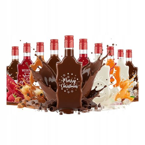 10x Butelki Szklane FALA 500ml z NADRUKIEM ŚWIĄTECZNYM na Prezent Nalewki na Arena.pl