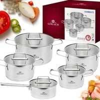 GERLACH ZESTAW GARNKÓW STALOWYCH Z POKRYWKAMI INDUKCJA GAZ AMBIENTE 10