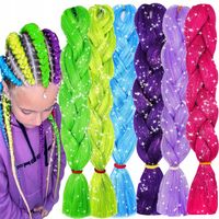 Zestaw Włosy Syntetyczne Kolorowe Brokatowe Warkoczyki 6 Sztuk