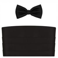 Czarny pas smokingowy z muchą klasyczną i poszetką