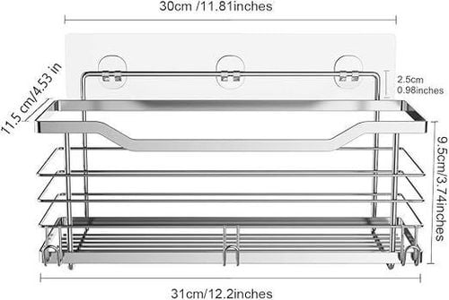 Półka prysznicowa wisząca samoprzylepna srebrna na Arena.pl