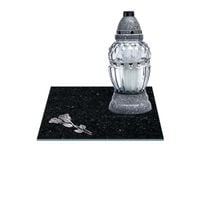 SZKLANA PODSTAWKA POD ZNICZE Z DEDYKACJĄ 35x35cm róża marmur 568g