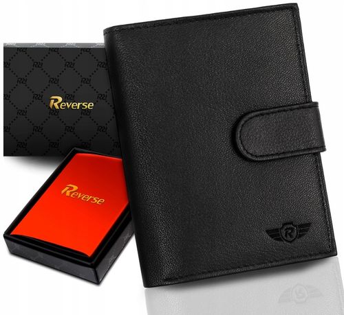 REVERSE Skórzany portfel męski skóra naturalna antykradzieżowy ochrona na Arena.pl