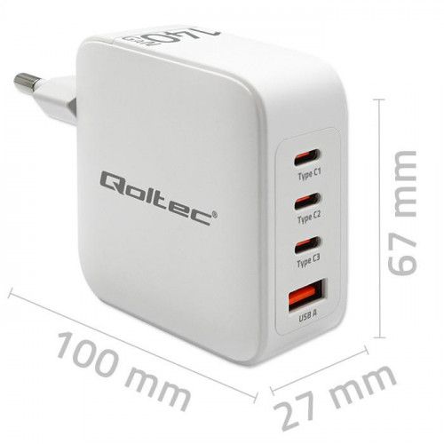 QOLTEC ŁADOWARKA 140W GAN BIAŁA DLA LAPTOP SMARTFON USB C PD QC na Arena.pl