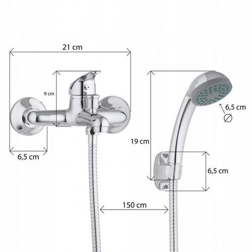 Bateria WANNOWA JEDNOUCHWYTOWA ścienna PRYSZNICOWA natryskowa DO ŁAZIENKI na Arena.pl