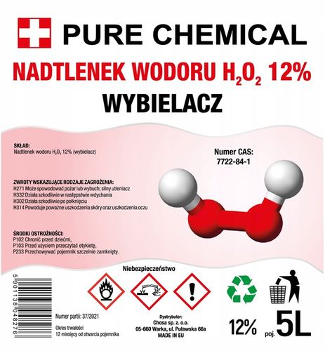 NADTLENEK WODORU 12% woda utleniona wybielacz 5L na Arena.pl