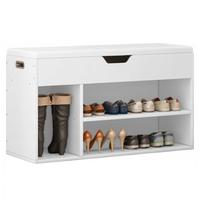 Szafka na buty biała otwierana z siedziskiem drewniana z półkami pojemna 80