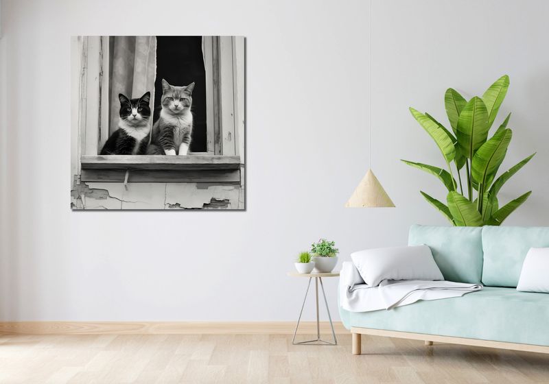 Obraz 100x100cm Para w Oknie zdjęcie 2