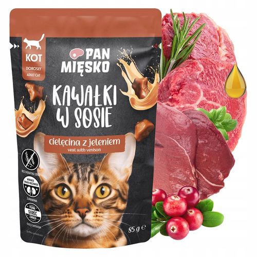 PAN MIĘSKO Kawałki w sosie Mix Smaków karma dla kota mokra 12 x 85g na Arena.pl