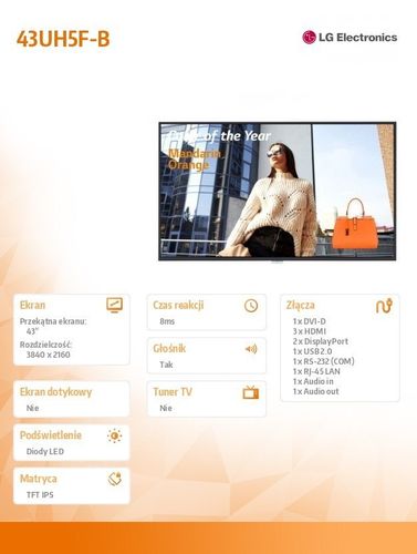 Monitor wielkoformatowy 43UH5F-B 500cd/m2 UHD 24/7 na Arena.pl