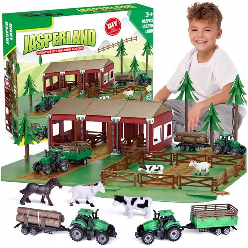 Traktor z Przyczepą Zestaw Dla Dzieci Farma Gospodarstwo Zwierzęta Stodoła na Arena.pl