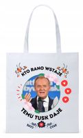 Donald Tusk Platforma Torba Eco Biała Shopper Z Nadrukiem Ze Zdjęciem