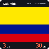 Karta eSIM Internet Kolumbia 3 GB na 30 dni - bez rejestracji